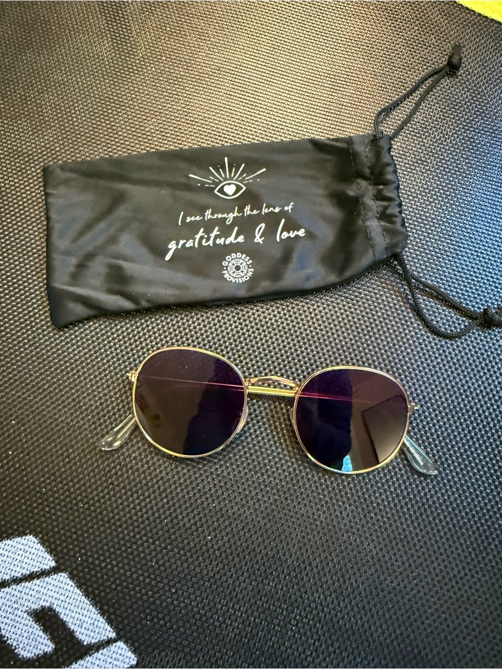 Goddess Provisions Round Rose Gold Frame Sunglasses with Purple Lenses